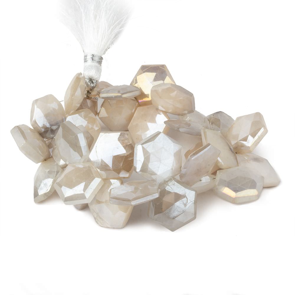 12-13mm Mystic Multi Color Moonstone Faceted Hexagonals 8 inch 32 beads