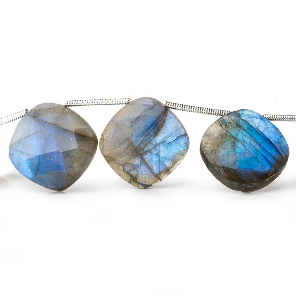 15x15mm Labradorite Faceted Cushion Beads 8 inch 9 pieces