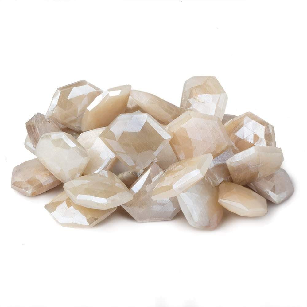 15x19-19x23mm Mystic Off White Moonstone Faceted Pentagonals 8 inch 32 beads