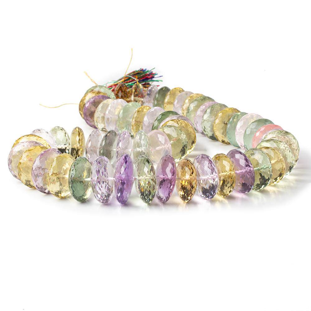 16-19mm Multi Gemstone German Faceted Rondelle Beads 16 inch 55 pieces  AAA