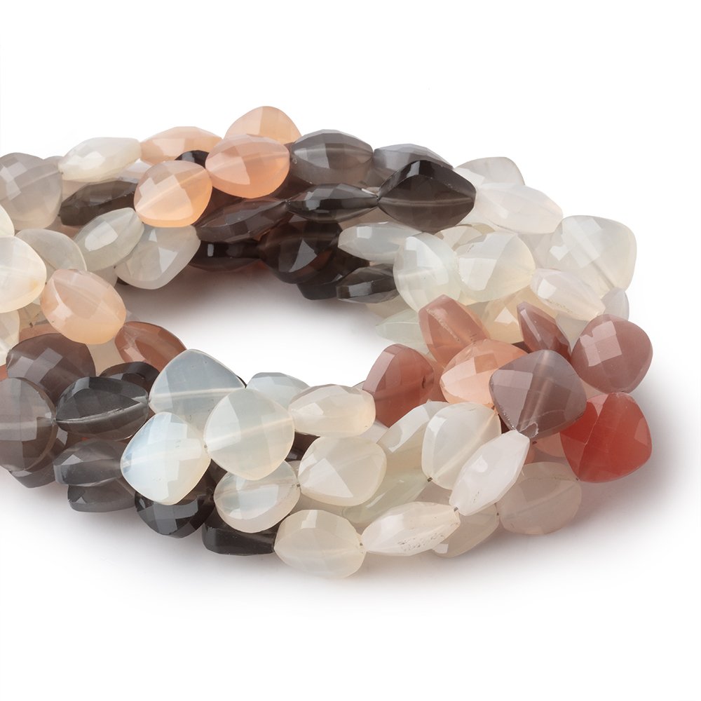 9mm Multi Color Moonstone Faceted Pillow Beads 8 inch 18 pieces AA