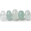 9-13mm Shaded Aquamarine Plain Rondelles 18 inch 81 beads AA