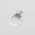 16.5mm Antiqued Sterling Silver Round Toggle Rose Design 1 piece