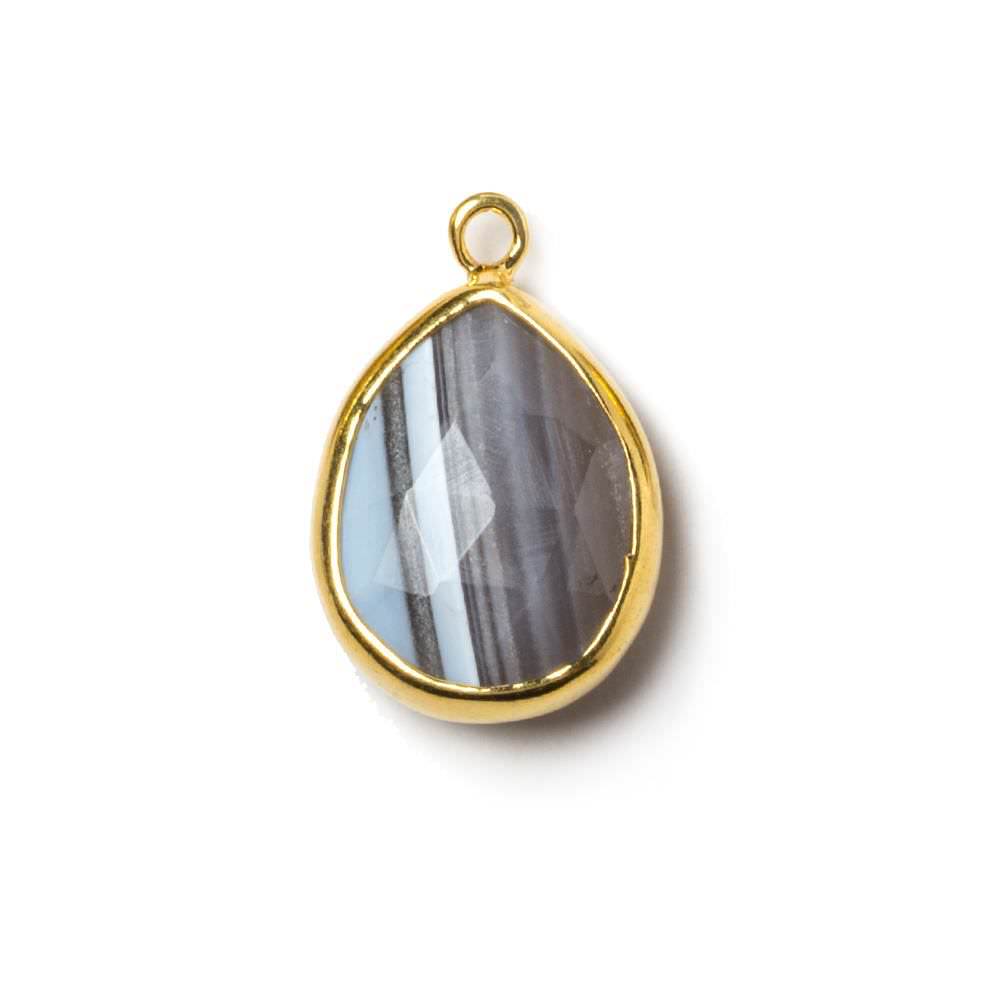 Vermeil Bezeled Denim Blue Opal pear Pendant 1 piece