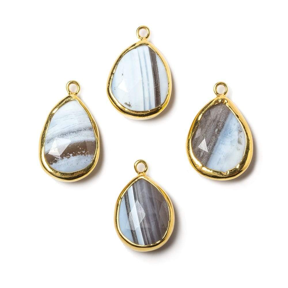 Vermeil Bezeled Denim Blue Opal pear Pendant 1 piece
