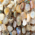 8x8-15x9mm Ethiopian Opal Nuggets on Black Gold plated over .925 Silver Chain