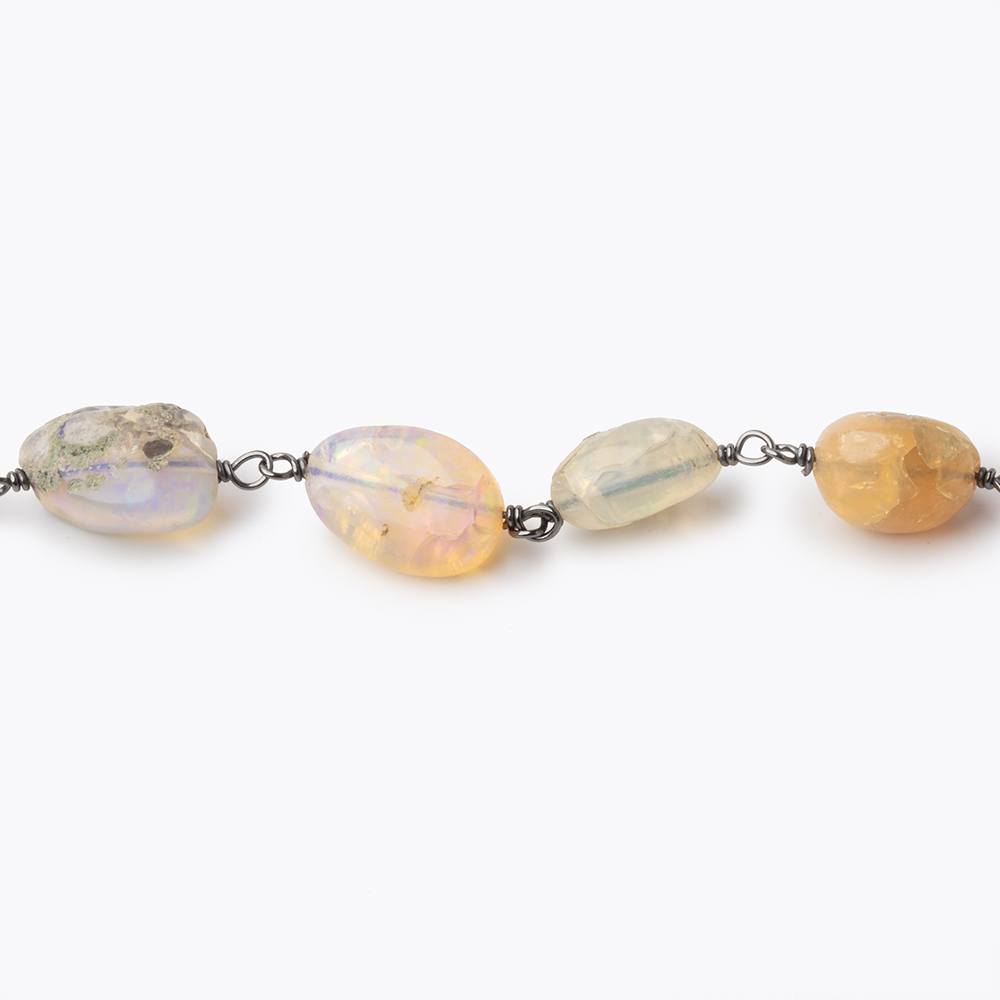 8x8-15x9mm Ethiopian Opal Nuggets on Black Gold plated over .925 Silver Chain