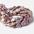 16mm Pinkish Violet Ultra Coin Freshwater Pearls 1.5mm Large Hole 16 inch 20 pieces
