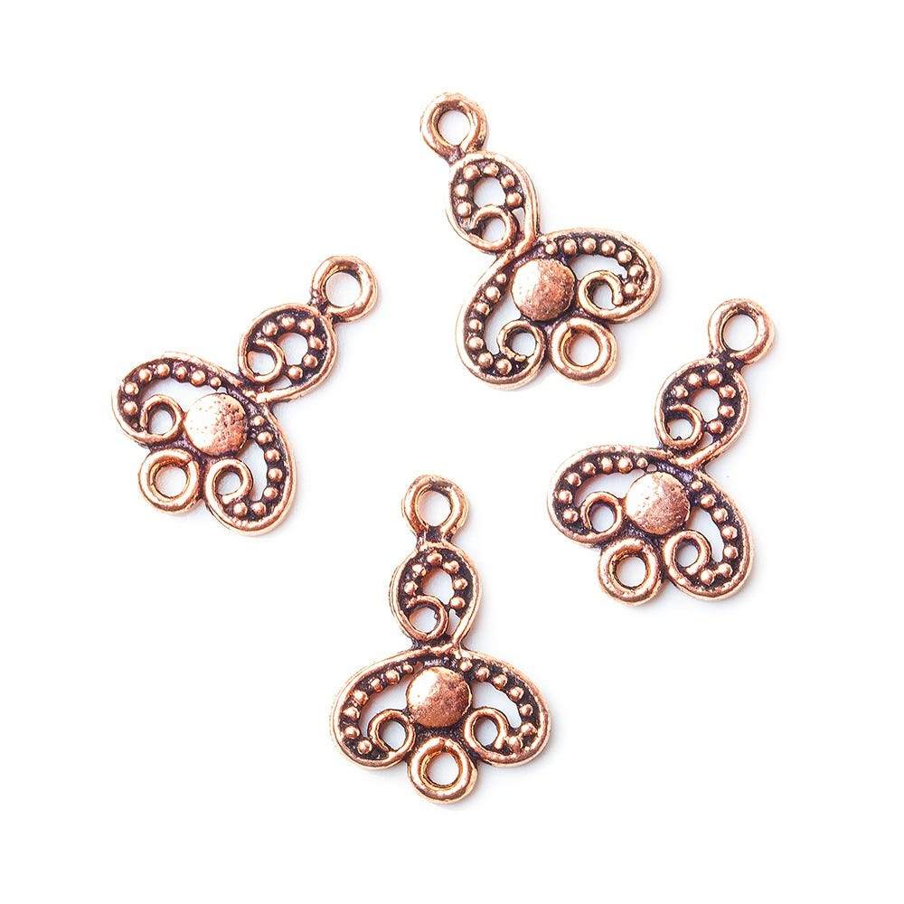 16x11x1mm Copper Drop - Connector Swirl And Miligrain Set of 4