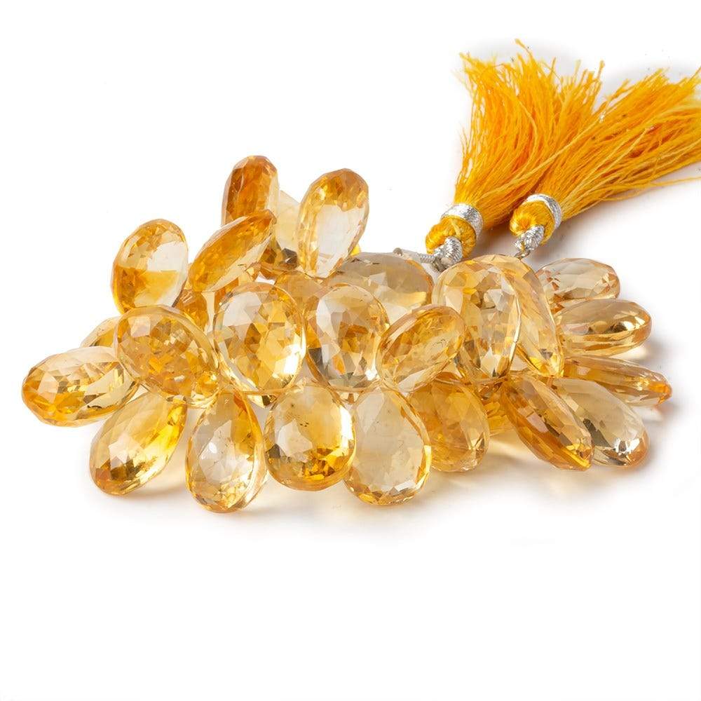 16x12mm Citrine faceted pear briolette beads 6 inch 34 pieces