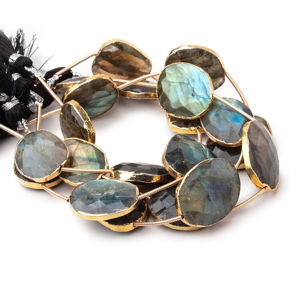 16x13-22x18mm Gold Leafed Labradorite Faceted Nugget Strand 5 Beads