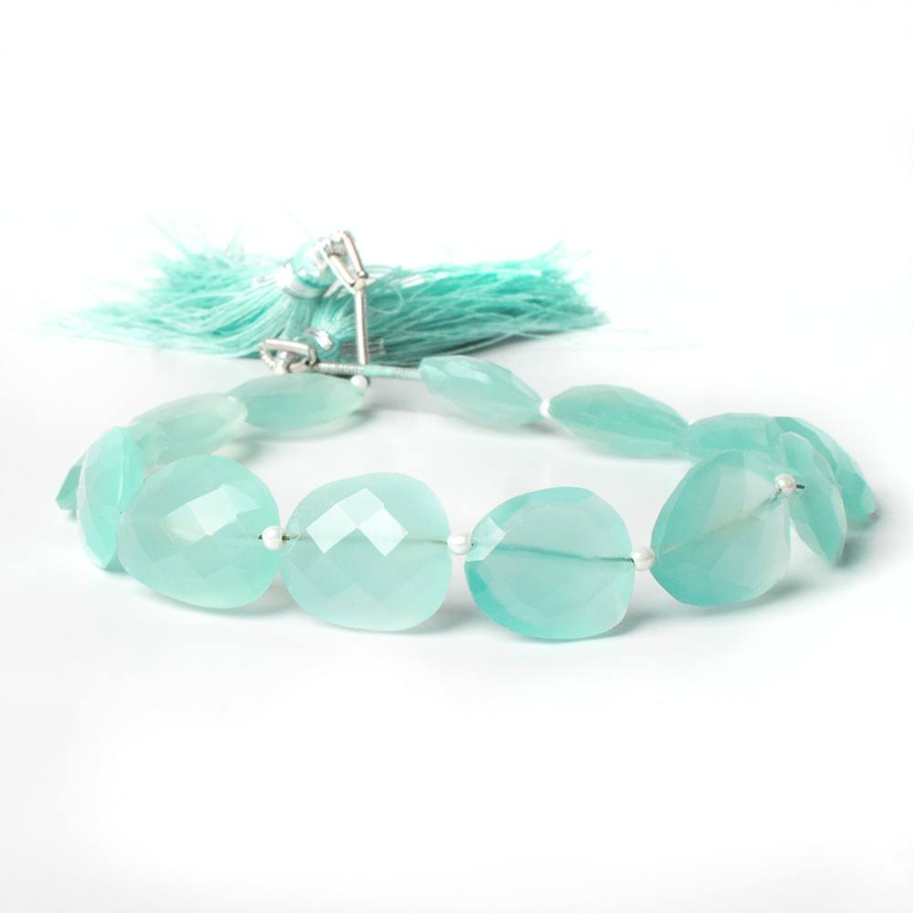 16x13mm Sea Blue Chalcedony straight drilled faceted nugget beads 8 inch 11 pieces A