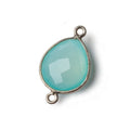 16x14mm Black Gold .925 Bezel Sea Chalcedony faceted pear Connector 1 piece