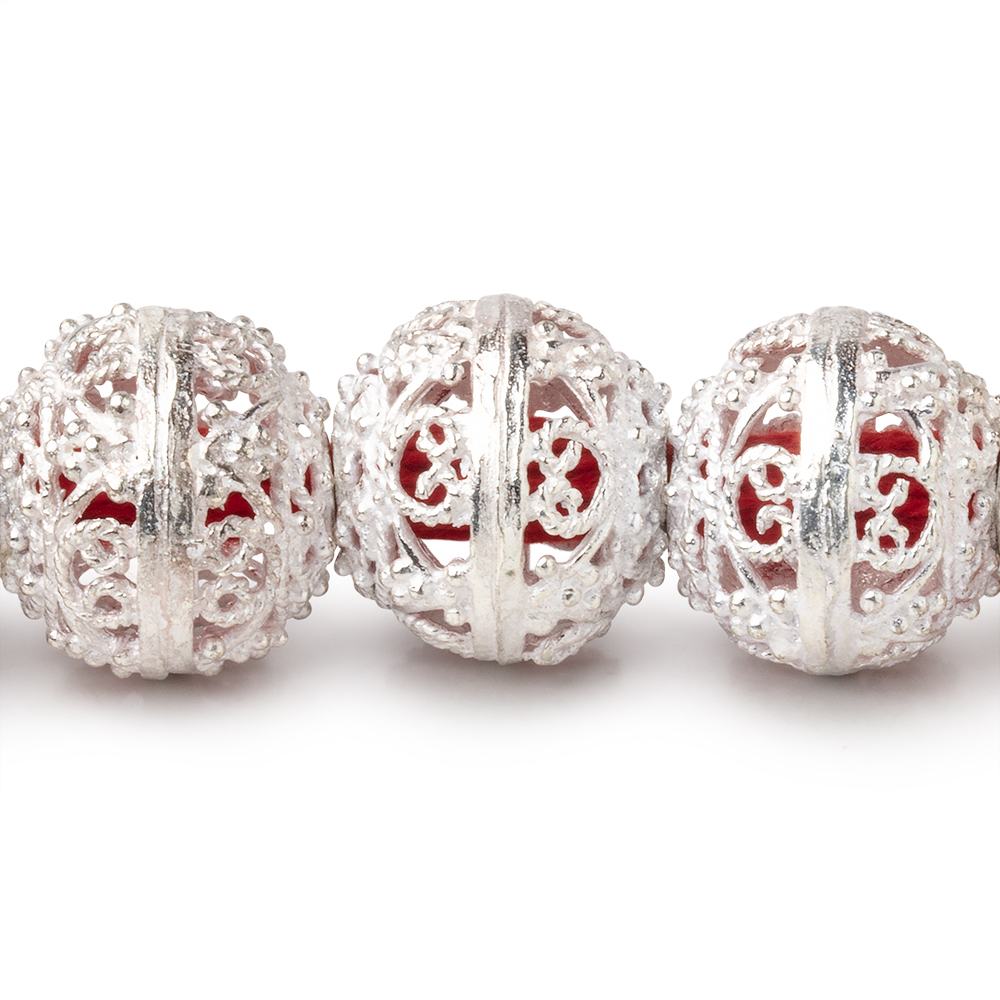 16x14mm Sterling Silver Plated Copper Filigree Rondelle 8 inch 15 Beads