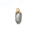 16x5mm Gold Leafed Platinum Grey Moonstone Spike Pendant 1 piece