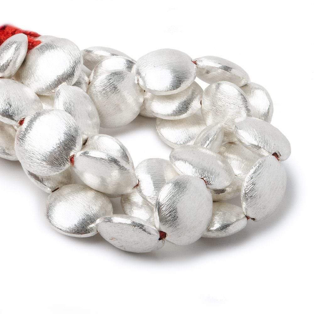 16x6mm Sterling Silver Plated Copper Coin, Brushed Finish 8 inch 11 pcs
