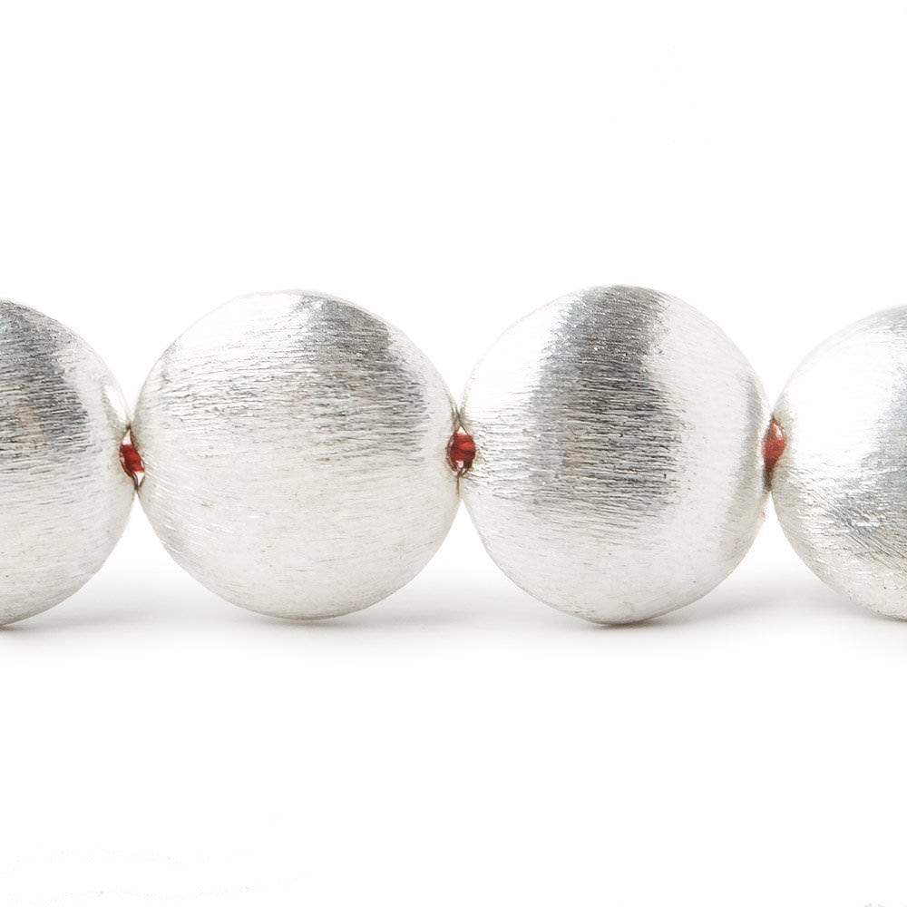 16x6mm Sterling Silver Plated Copper Coin, Brushed Finish 8 inch 11 pcs