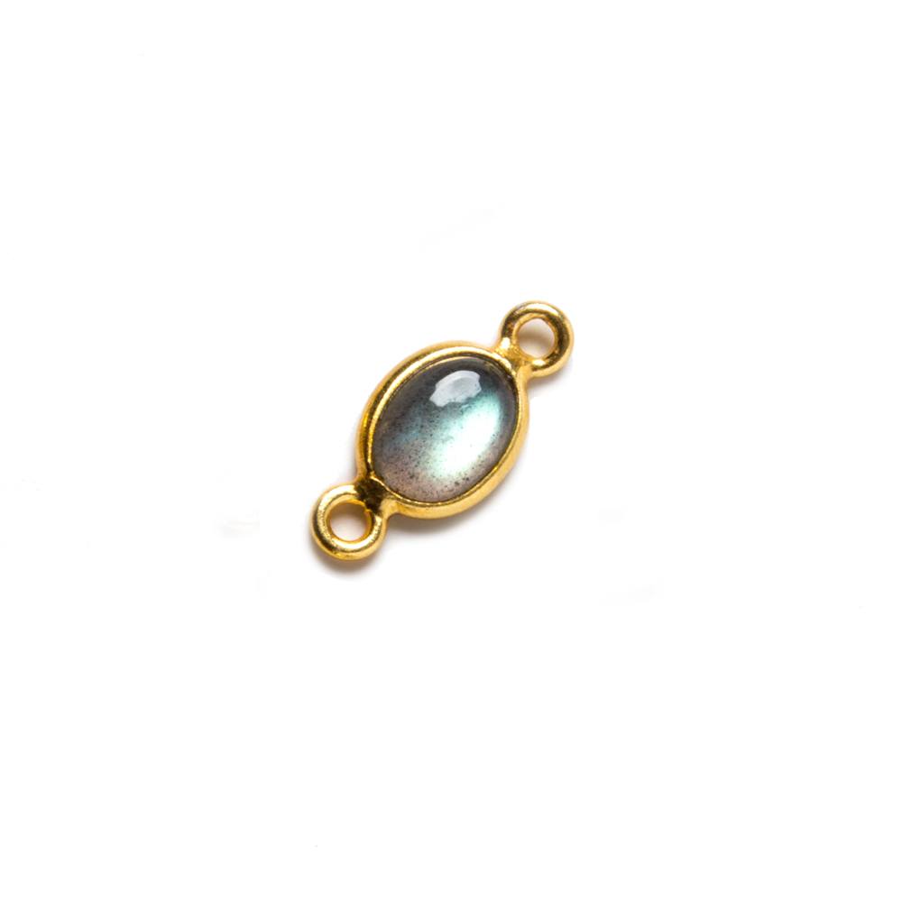 9x11mm Vermeil Bezeled Labradorite plain oval Connector 1 piece