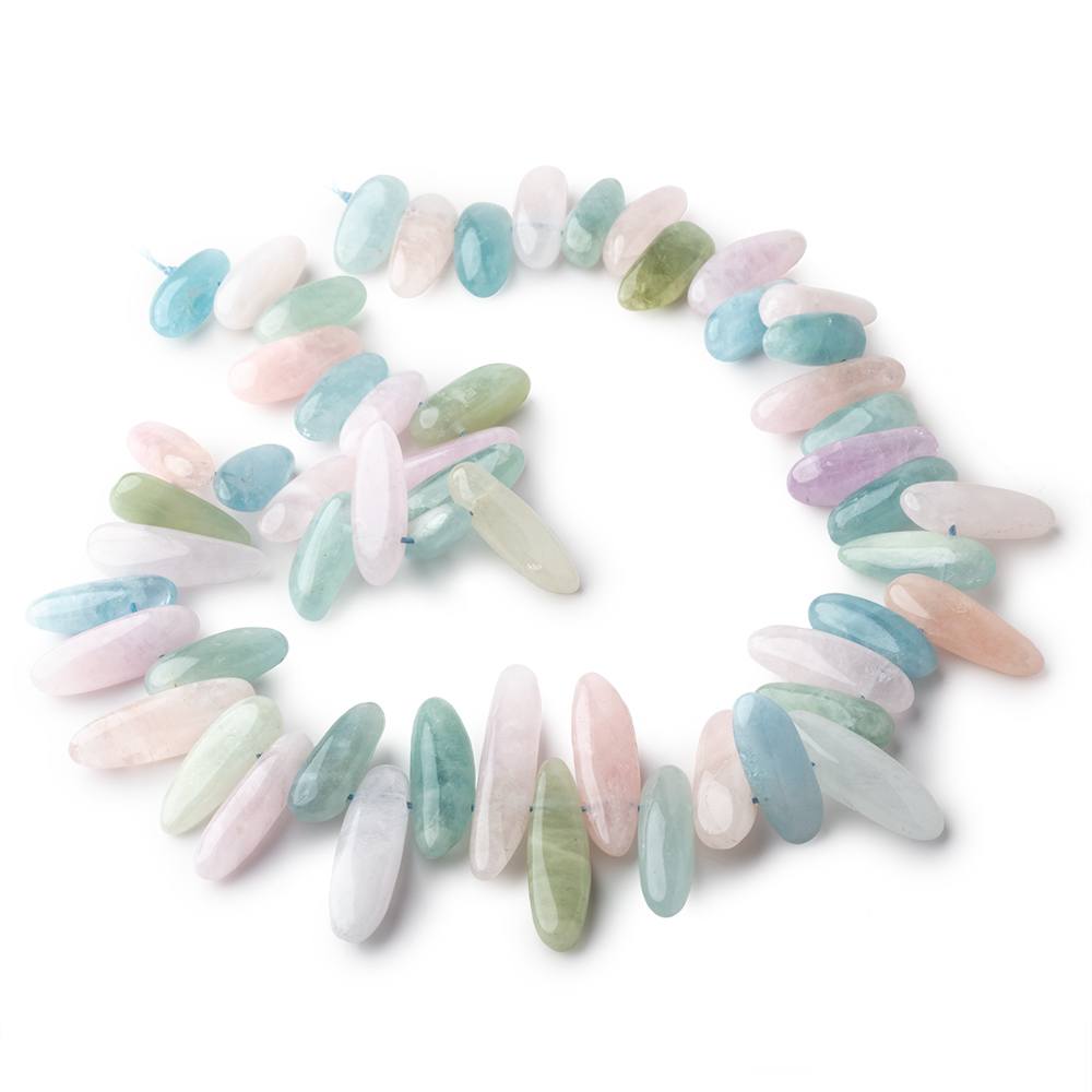 16x8-38x7mm Multi Beryl top drilled elongated plain nuggets 16 inch 55 beads AA
