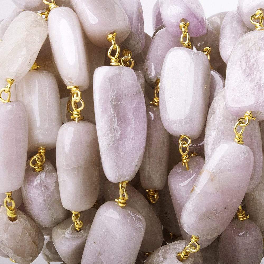 16x9-21x10mm Kunzite elongated plain nugget Vermeil Chain by the foot