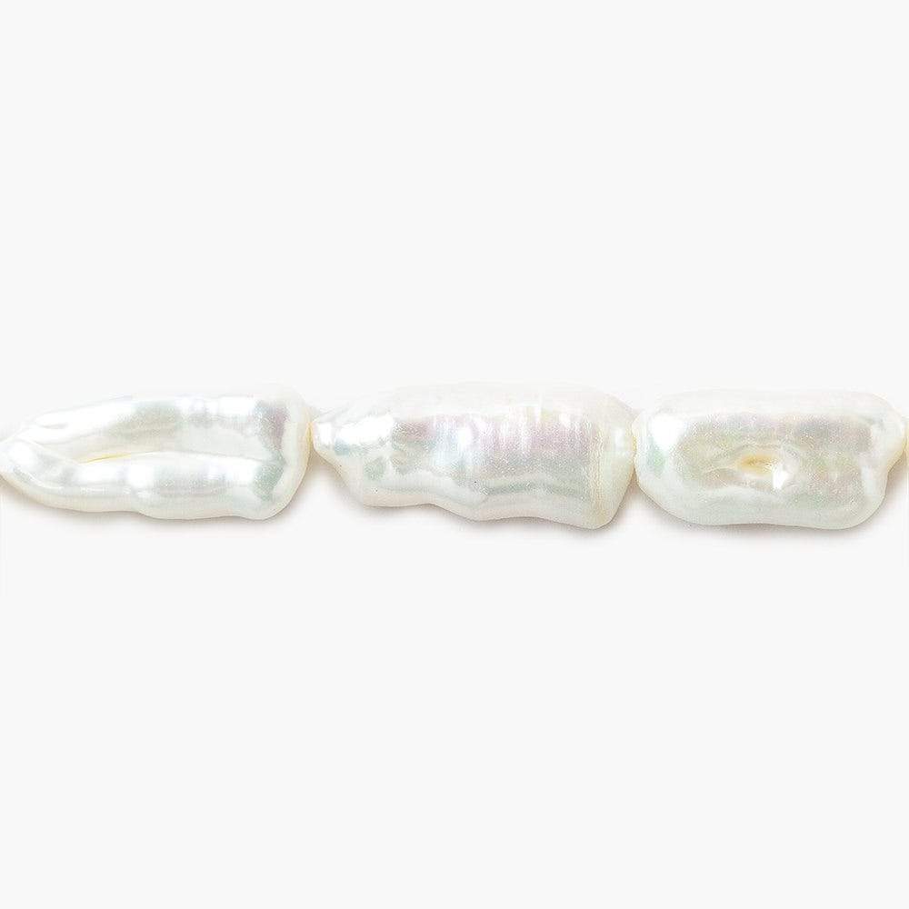 17-21mm Off White Biwa Straight Drill Freshwater Pearls 15 inch 20 pieces
