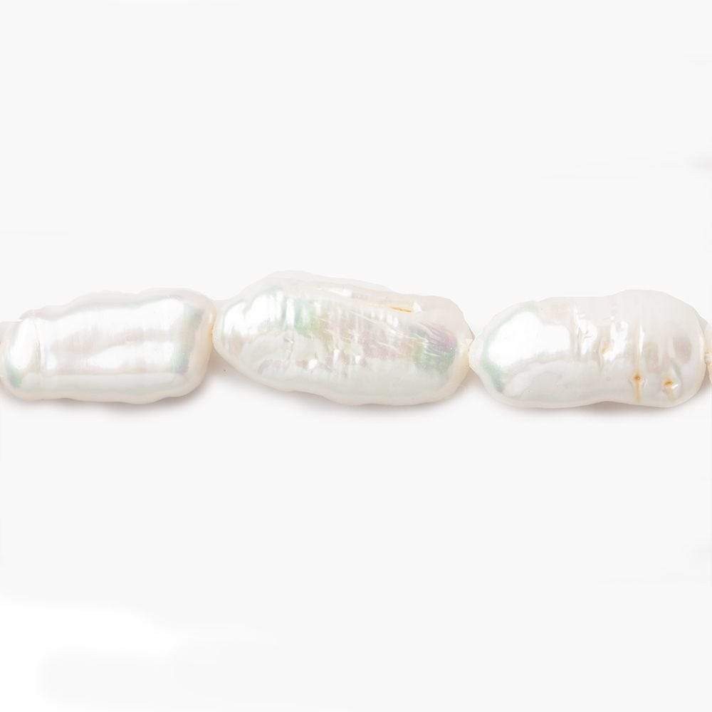17-24mm Off White Biwa Straight Drill Freshwater Pearls 15 inch 19 pieces