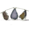 17-28mm Silver Leaf Multi Color Agate Drusy Free Shape Strand 7 inch 7 pieces