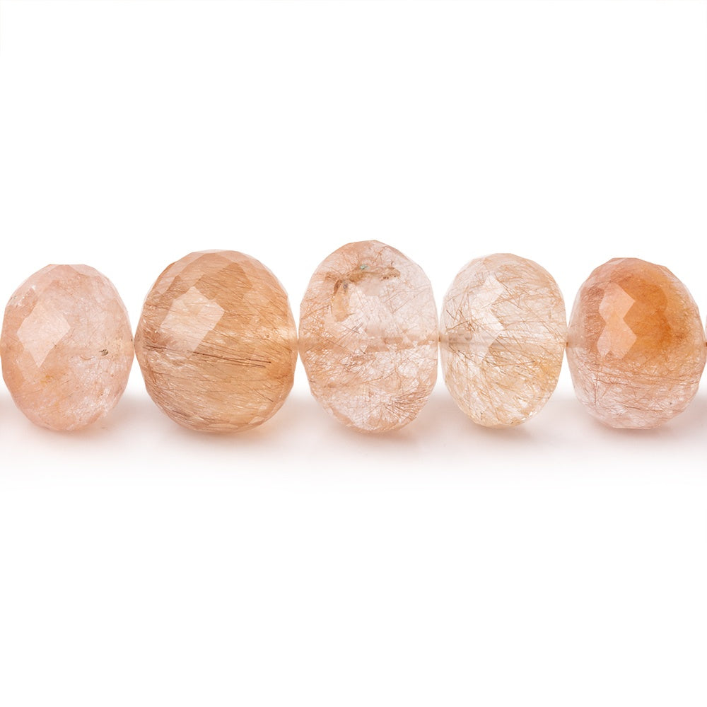8-13mm Copper Rutilated Quartz Faceted Rondelle 16 inch 55 Beads AA