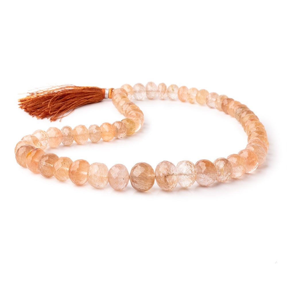 8-13mm Copper Rutilated Quartz Faceted Rondelle 16 inch 55 Beads AA