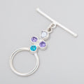 32x18mm Sterling Silver Bezeled Multi Color CZ Toggle 1 piece