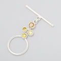 32x18mm Sterling Silver Bezel Yellow CZ Toggle 1 piece
