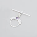 17x18mm Sterling Silver Toggle with Leaves and Amethyst 1 piece