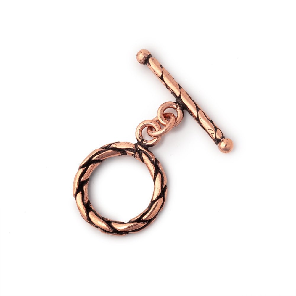 17mm Antiqued Copper Toggle Woven Design 1 piece