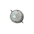 17mm Black Gold Bezeled Cubic Zirconia & Rainbow Moonstone Connector 1 pc