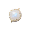 17mm Vermeil Bezel White CZ and Rainbow Moonstone Coin Pendant 1 focal bead