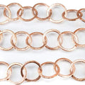 17mm Rose Gold Plated Brushed Round Link Chain by the foot