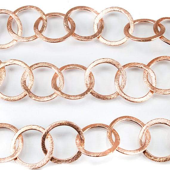 17mm Rose Gold Plated Brushed Round Link Chain by the foot