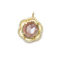 17mm Vermeil Bezel CZ & Chocolate Moonstone Floral Coin Pendant 1 focal beads