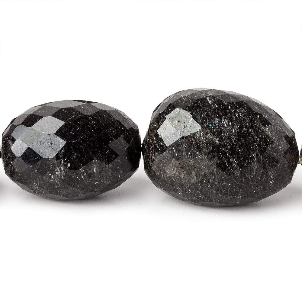 17x12-29x21mm Black Tourmalinated Quartz faceted nuggets 16.5 inches 19 beads