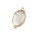 17x12mm Gold Leafed Off White Oval Freshwater Pearl Connector 1 piece