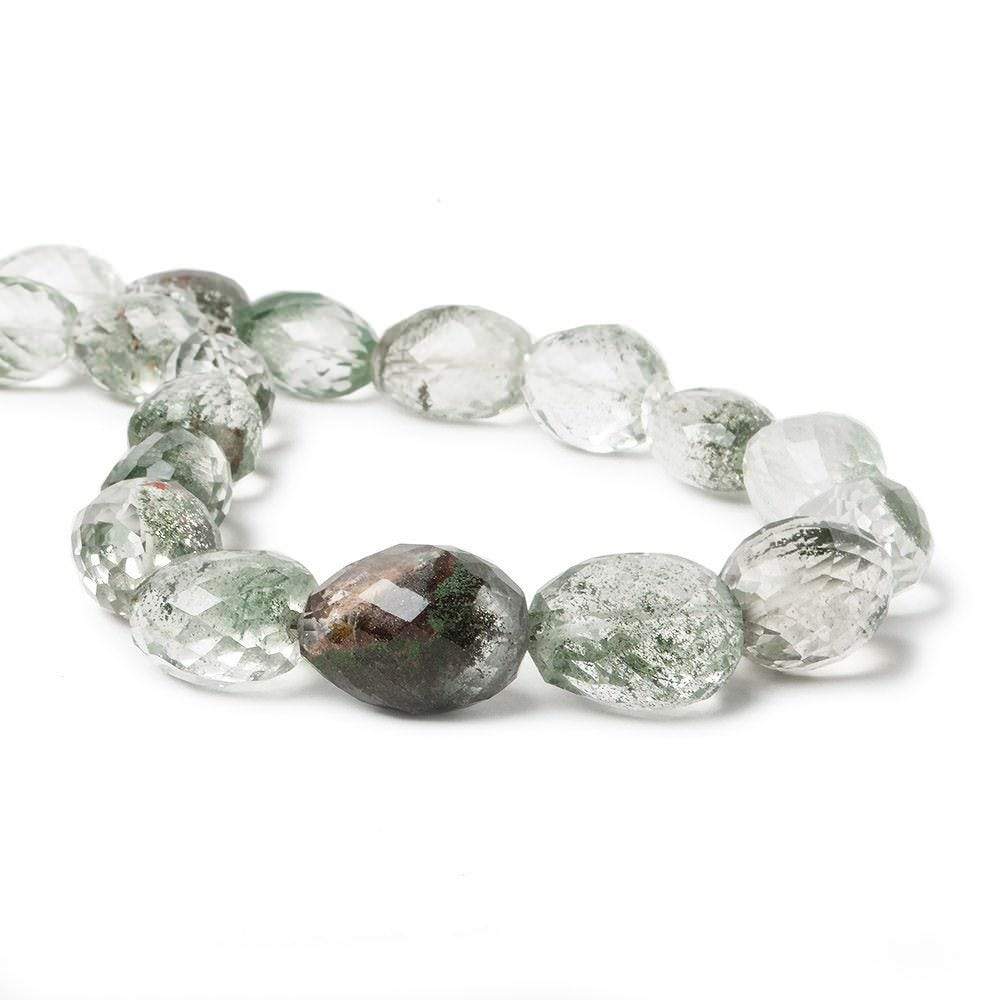 17x13-19x13mm Moss Quartz straight drilled faceted nugget beads 16 inch 23pcs