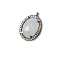 17x13mm Black Gold Bezeled CZ & Rainbow Moonstone Oval Pendant 1 pc