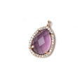 17x13mm Rose Gold CZ Bezel Purple Hydro Quartz Faceted Pear Pendant 1 piece