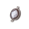 17x13mm Silver Bezel Chocolate Moonstone Faceted Oval Connector 1 piece