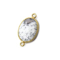 17x13mm Vermeil Bezel Dendritic Opal Faceted Oval Connector 1 piece