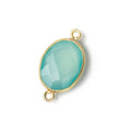 17x13mm Vermeil Bezel Sea Chalcedony Faceted Oval Connector 1 piece