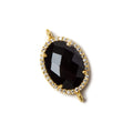 17x13mm Vermeil Bezeled White CZ & Black Chalcedony Faceted Oval Connector 1 pc