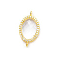 17x14mm Vermeil Bezel White CZ & Crystal Quartz Oval Connector 1 piece