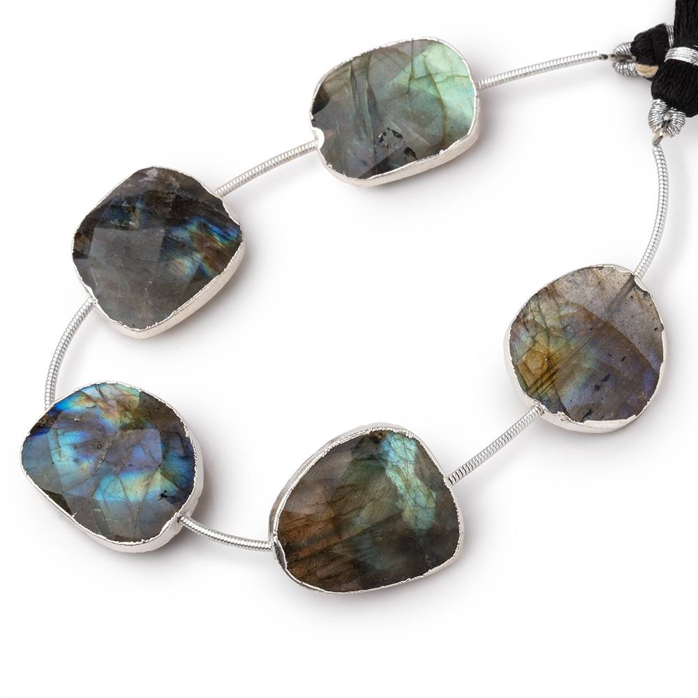 17x15-23x20mm Silver Leafed Labradorite Faceted Nugget Strand 5 Beads