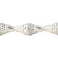 17x15mm Sterling Silver Plated Copper Cone with Large and Small Miligrain Pyramid 8 inch 12 pcs